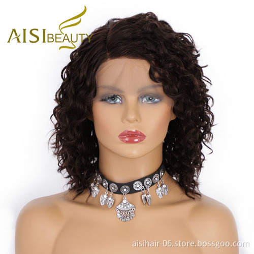Aisi Beauty Cheap Vendor Short Bob Front Lace Wigs Curly Wave Brown 100% Brazilian Human Hair Lace Front Wigs For Black Women